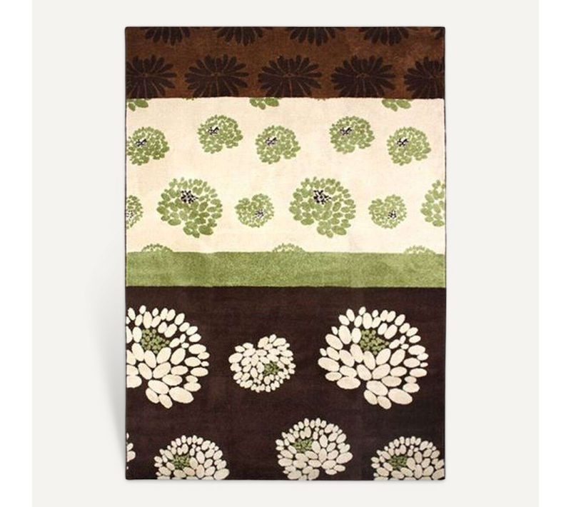 Tapis Motifs Fleurs Chocolat Vert 160x230