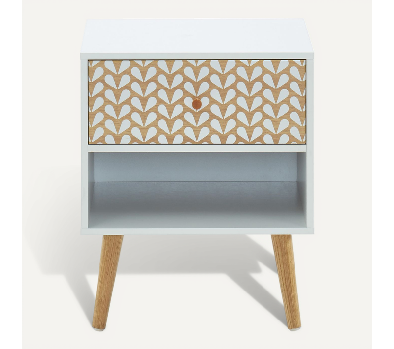 Table De Chevet Capucine Blanc Et Effet Chêne 40cm