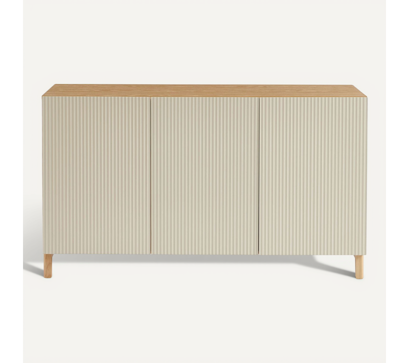 Buffet Orca Effet Chêne 3 Portes Beiges 140 Cm