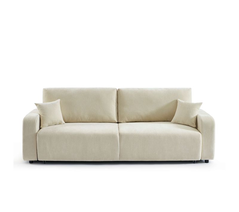 Canapé Droit Convertible Livio 3 Places Tissu Beige