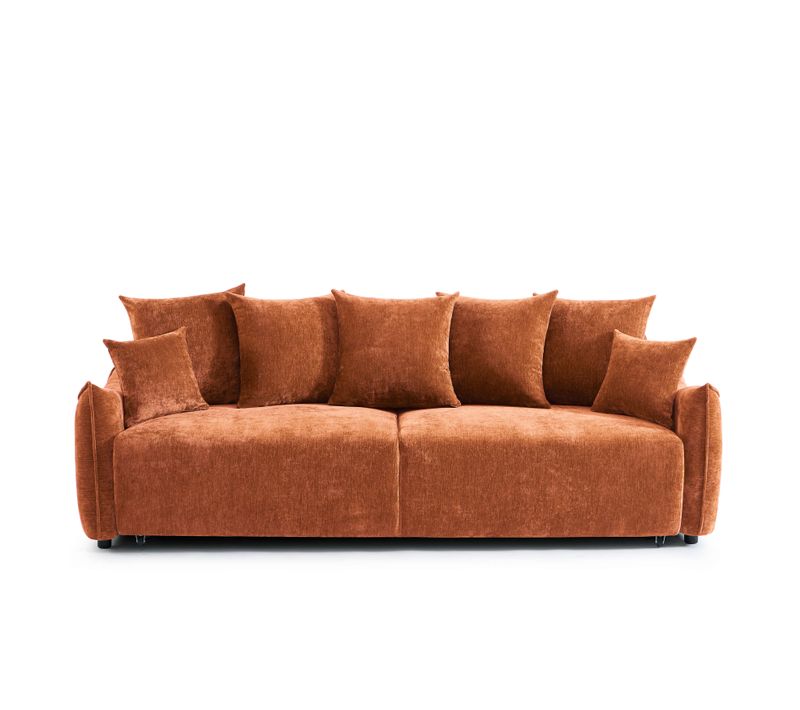 Canapé Droit Convertible Opaline 3 Places Tissu Terracotta