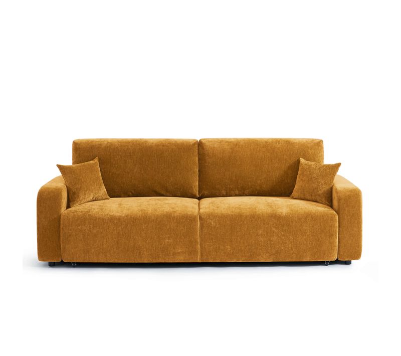 Canapé Droit Convertible Livio 3 Places Tissu Jaune