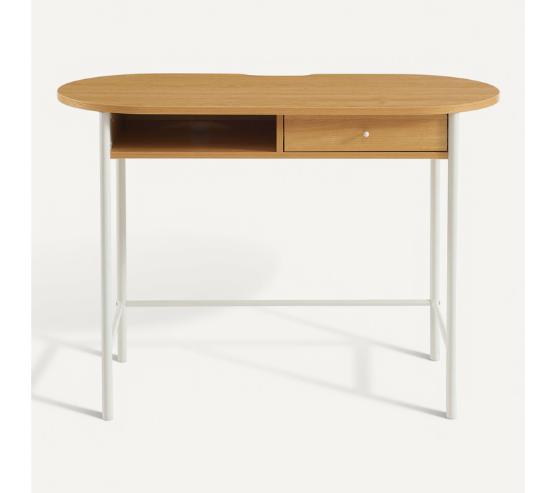 Bureau Gaia Effet Chêne Et Blanc 110 Cm