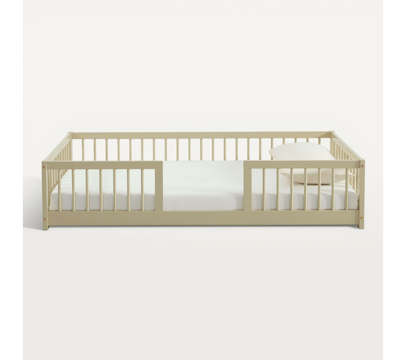 Lit Enfant Avec Barrières Eden Pin Massif Beige 90x190 Sommier Inclus