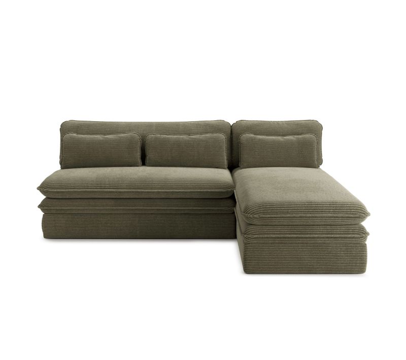 Canapé D'angle Convertible Et Réversible Noma 4 Places Velours Côtelé Vert
