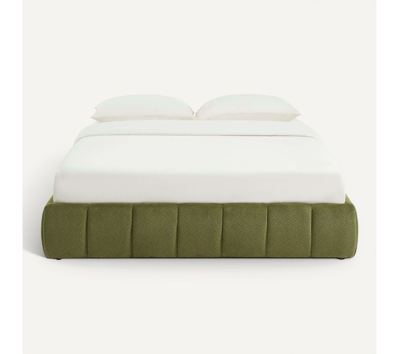 Lit Coffre Lavinia Tissu Chenille Vert 160x200 Sommier Inclus