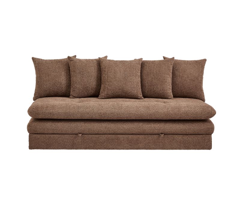 Banquette Convertible Maora 3 Places Tissu Bouclette Marron