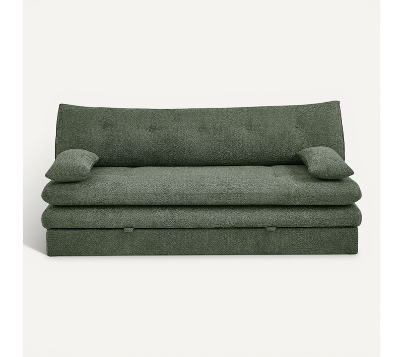 Banquette Convertible Kiara 3 Places Tissu Bouclette Vert