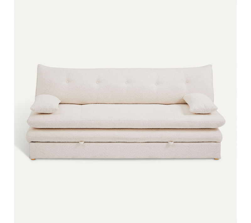 Banquette Convertible Kiara 3 Places Tissu Bouclette Beige