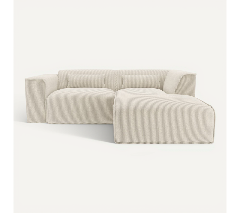 Canapé D'angle Droit Fixe Nuna 4 Places Velours Côtelé Beige