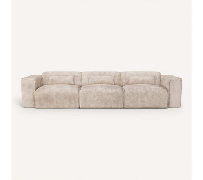 Canapé Droit Fixe Nuna 4/5 Places Tissu Taupe
