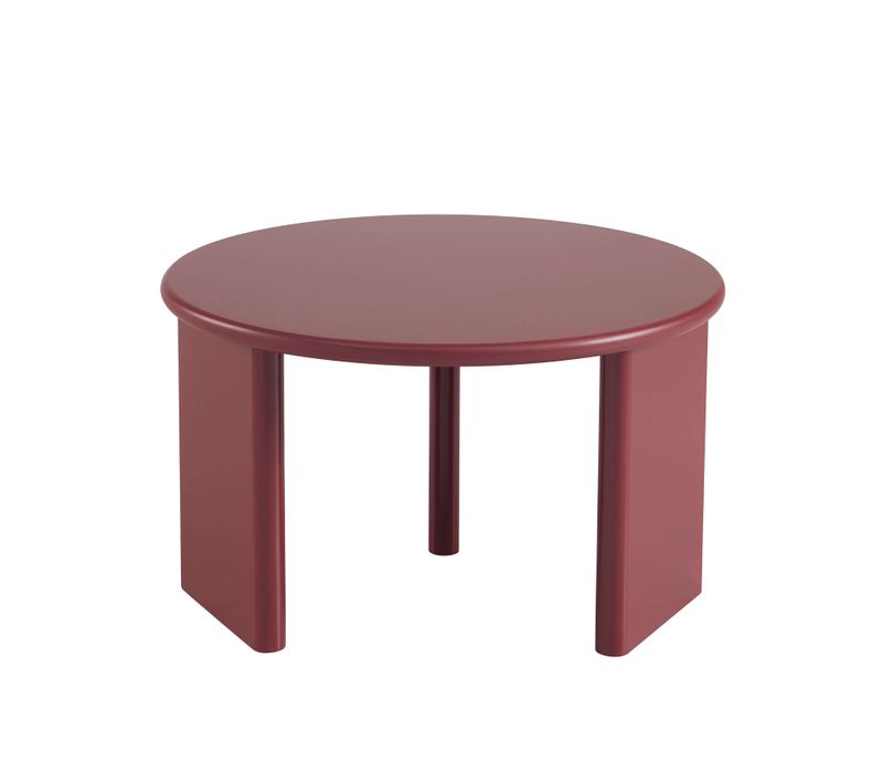 Table Basse Ronde Karia Effet Laqué Bordeaux