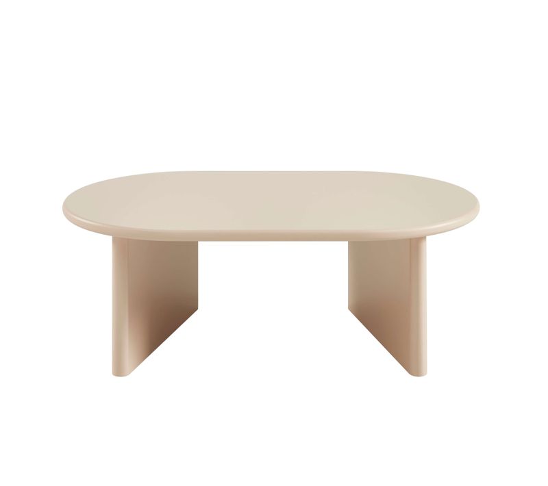 Table Basse Ovale Karia Effet Laqué Beige