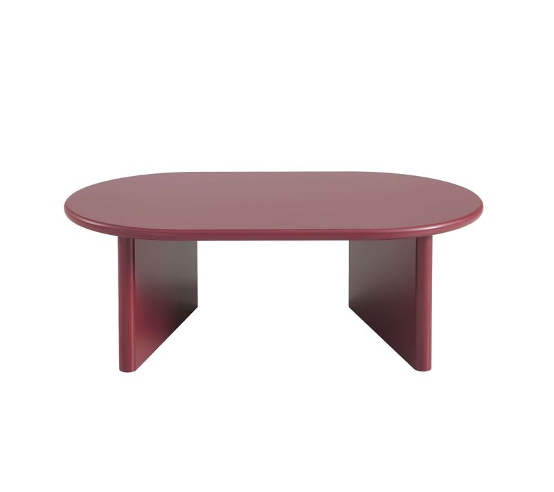 Table Basse Ovale Karia Effet Laqué Bordeaux