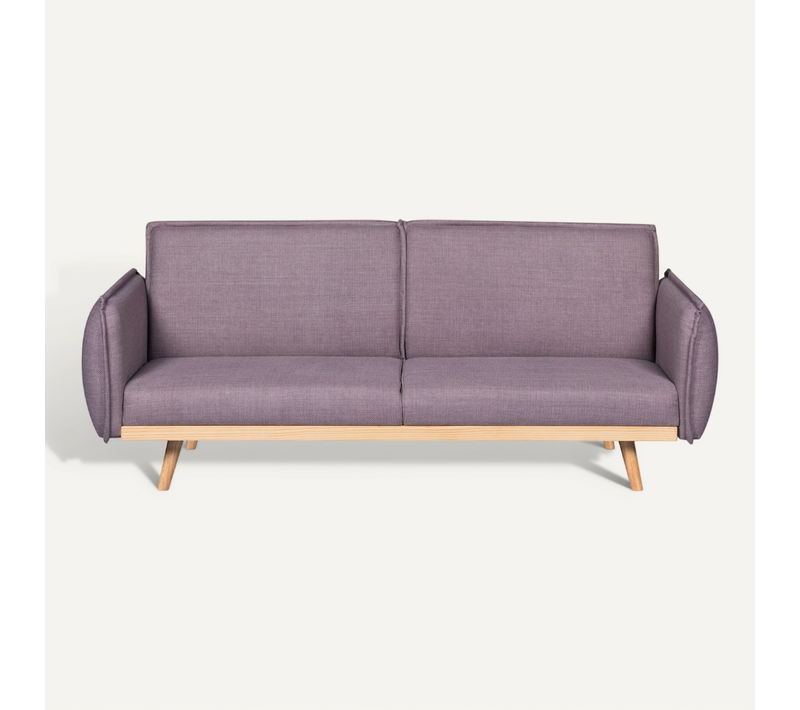 Canapé Droit Convertible Vesta 3 Places Tissu Mauve