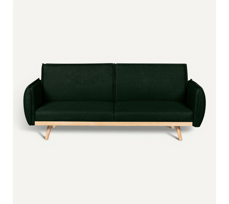 Canapé Droit Convertible Vesta 3 Places Tissu Vert