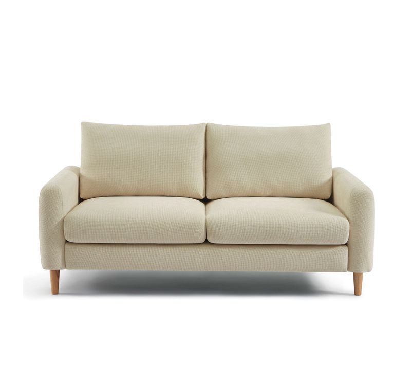 Canapé Droit Fixe Caliba 3 Places Tissu Chenille Taupe