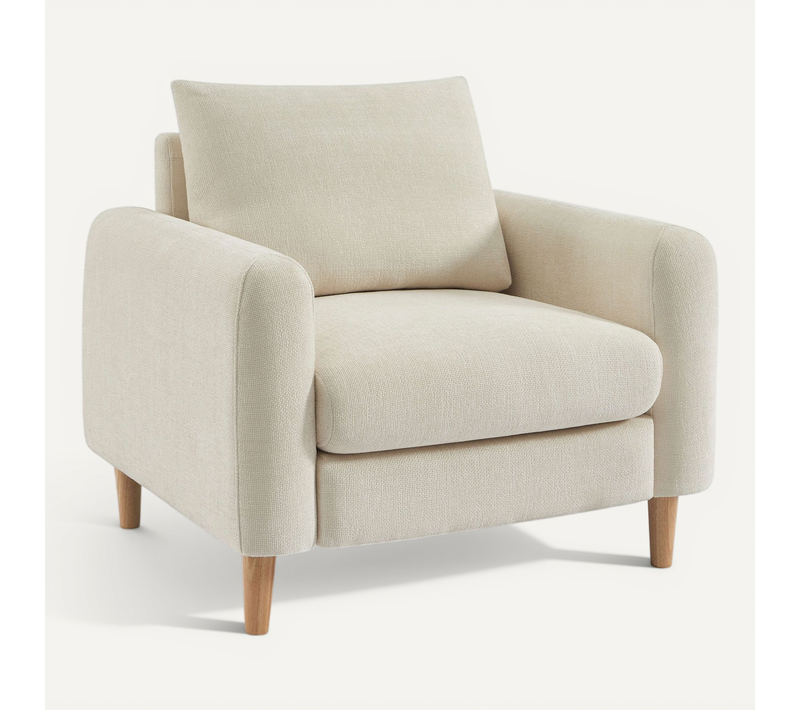 Fauteuil Fixe Caliba 1 Place Tissu Chenille Beige