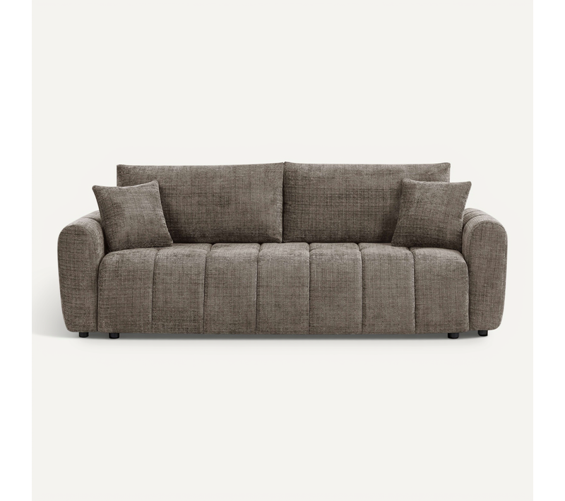 Canapé Droit Convertible Jonea 3 Places Tissu Texturé Marron