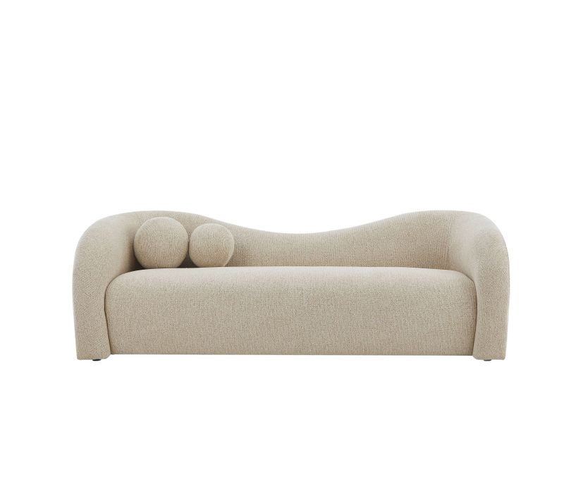 Canapé Droit Fixe Bacala 3 Places Tissu Chenille Taupe