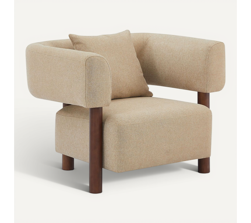 Fauteuil Fixe Brazza 1 Place Tissu Beige Sable
