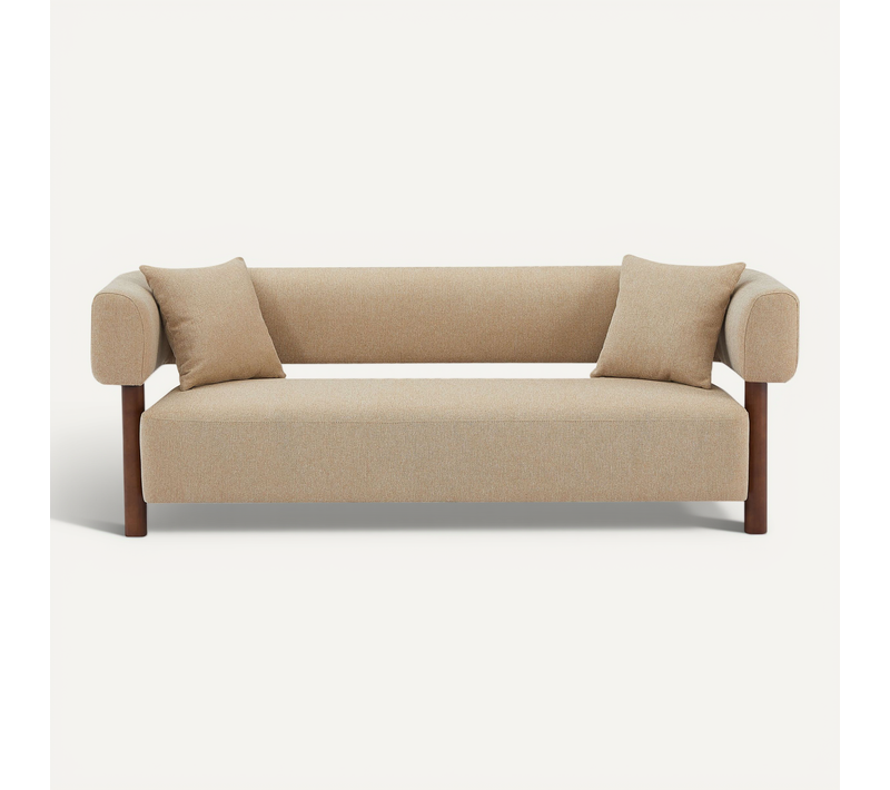 Canapé Droit Fixe Brazza 3 Places Tissu Beige Sable
