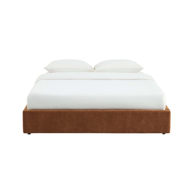 Lit Coffre Ivy 160x200 Tissu Marron Sommier Inclus