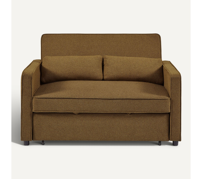 Canapé Droit Convertible Neva 2 Places Tissu Marron