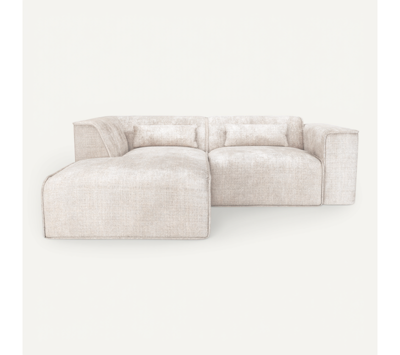 Canapé D'angle Gauche Fixe Nuna 4 Places Tissu Beige