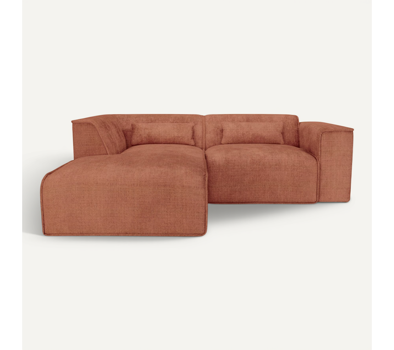 Canapé D'angle Gauche Fixe Nuna 4 Places Tissu Terracotta