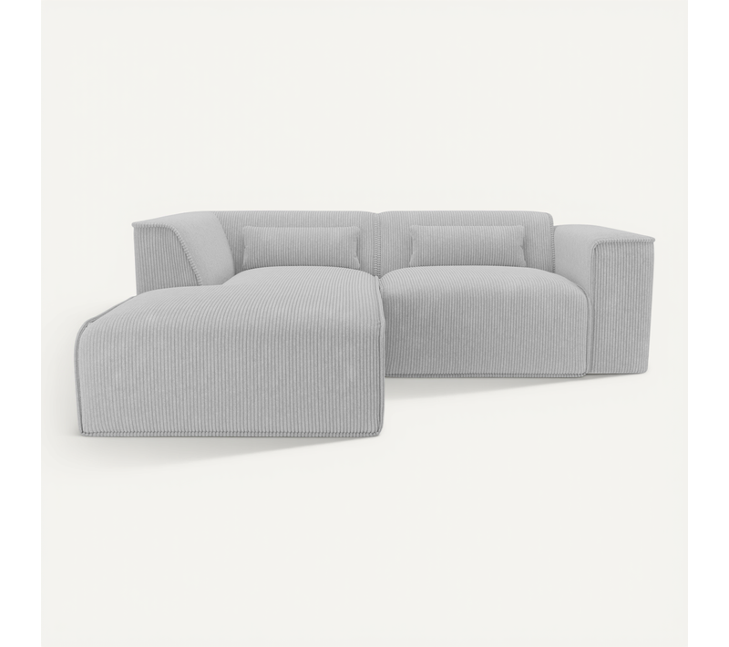 Canapé D'angle Gauche Fixe Nuna 4 Places Velours Côtelé Beige