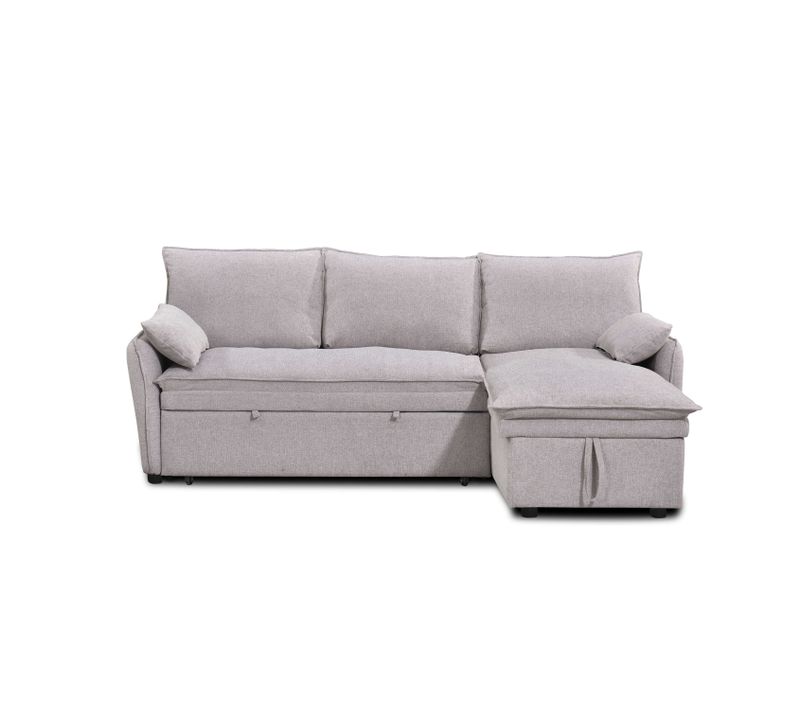 Canapé D'angle Convertible Et Réversible Sabea 4 Places Tissu Beige
