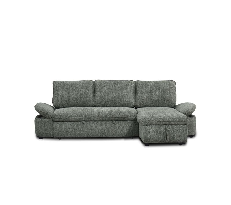 Canapé D'angle Convertible Et Réversible Lorma 4 Places Tissu Chenille Tramé Vert