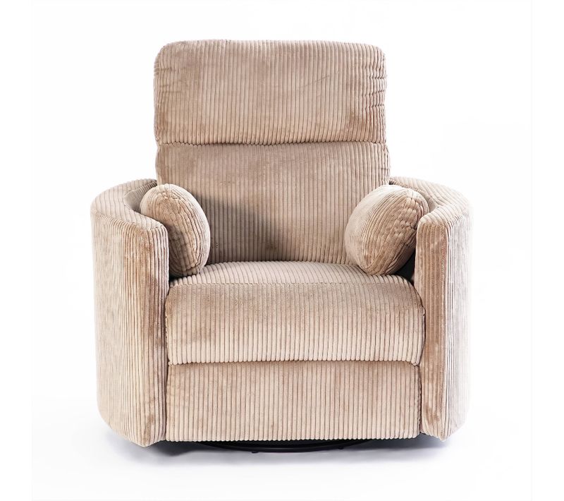 Fauteuil Relax électrique Pivotant Alcor 1 Place Velours Côtelé Taupe