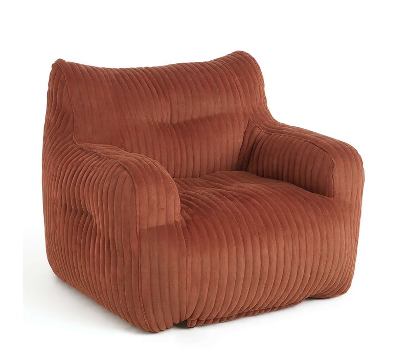 Fauteuil Compressé Luffy 1 Place En Mousse Et Velours Cotelé Terracotta