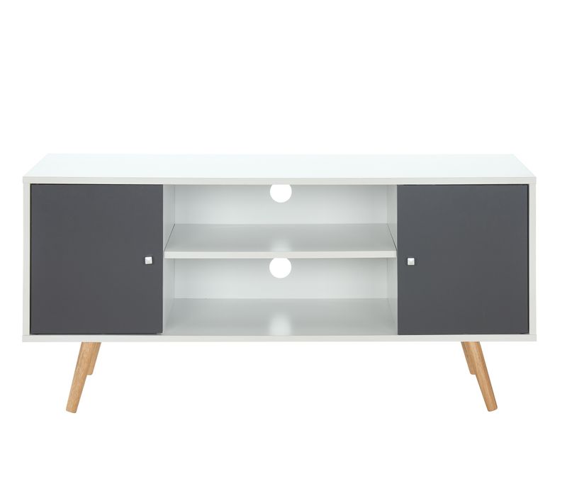 Meuble TV Babette Blanc Et Gris Anthracite 116cm
