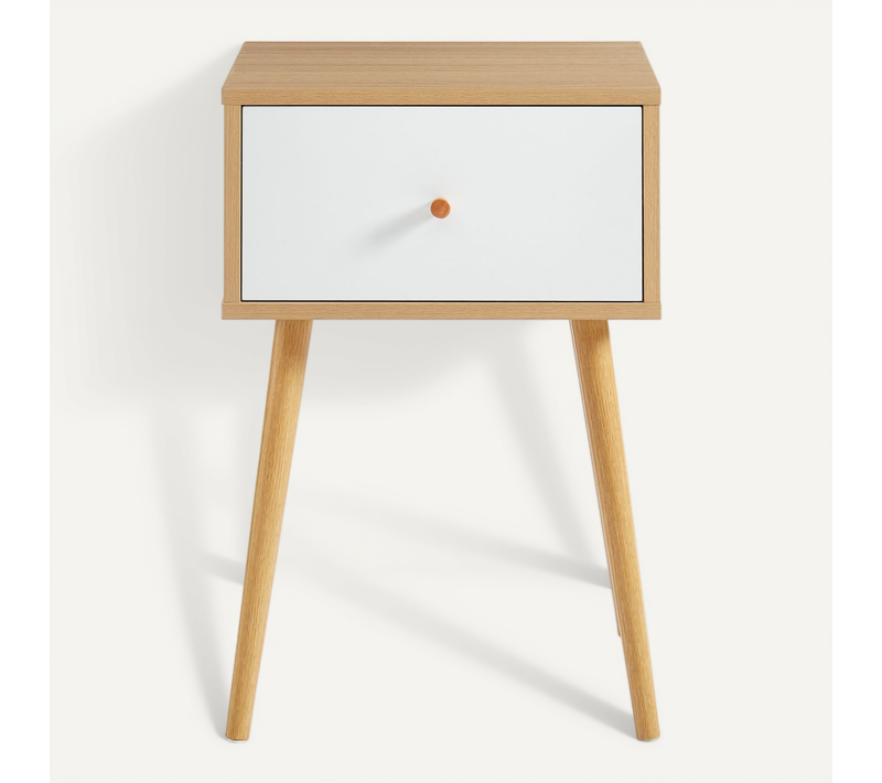 Table De Chevet Hortense Coloris Blanc Et Effet Chêne 1 Tiroir - L40 cm