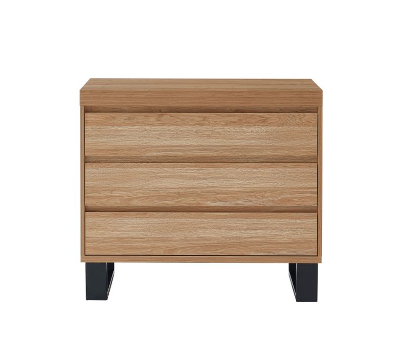 Commode Felix Effet Chêne Et Métal Noir 3 Tiroirs