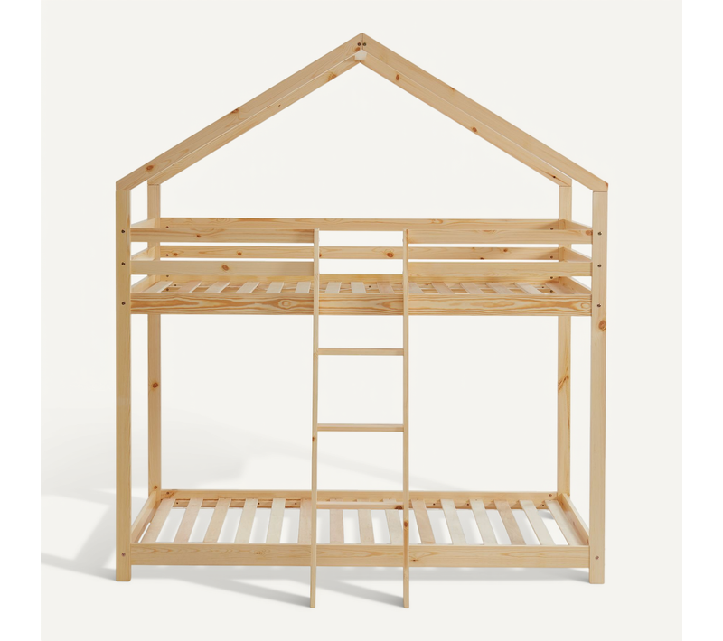 Lit Cabane Superposé Tiny  Pin Naturel  90x190 Sommier Inclus