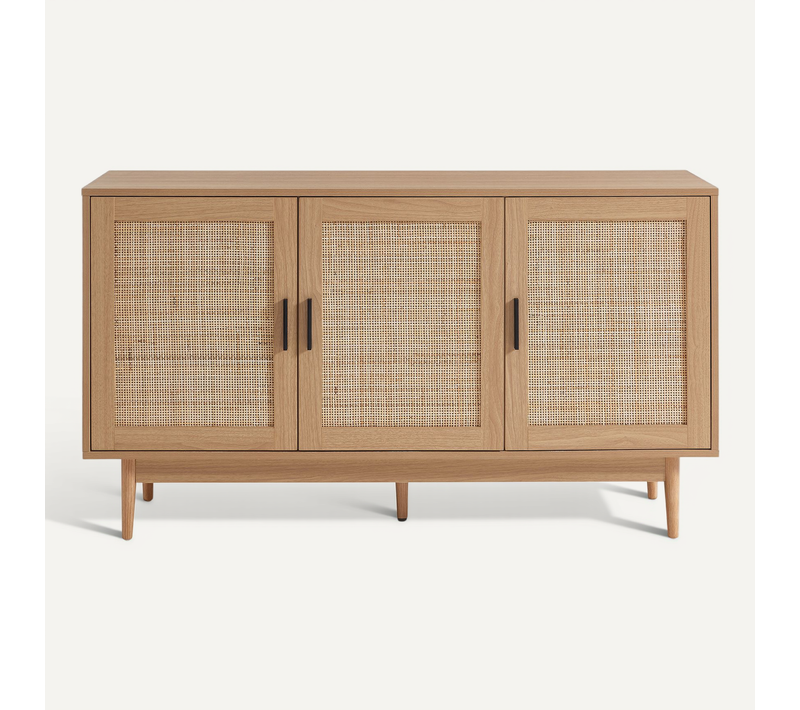 Buffet Amana Effet Chêne Et Cannage Rotin 130cm