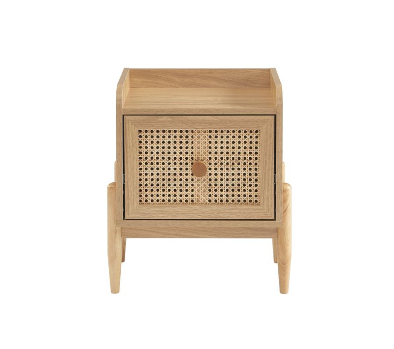 Table De Chevet Pablo Cannage Rotin Et Effet Bois 1 Tiroir