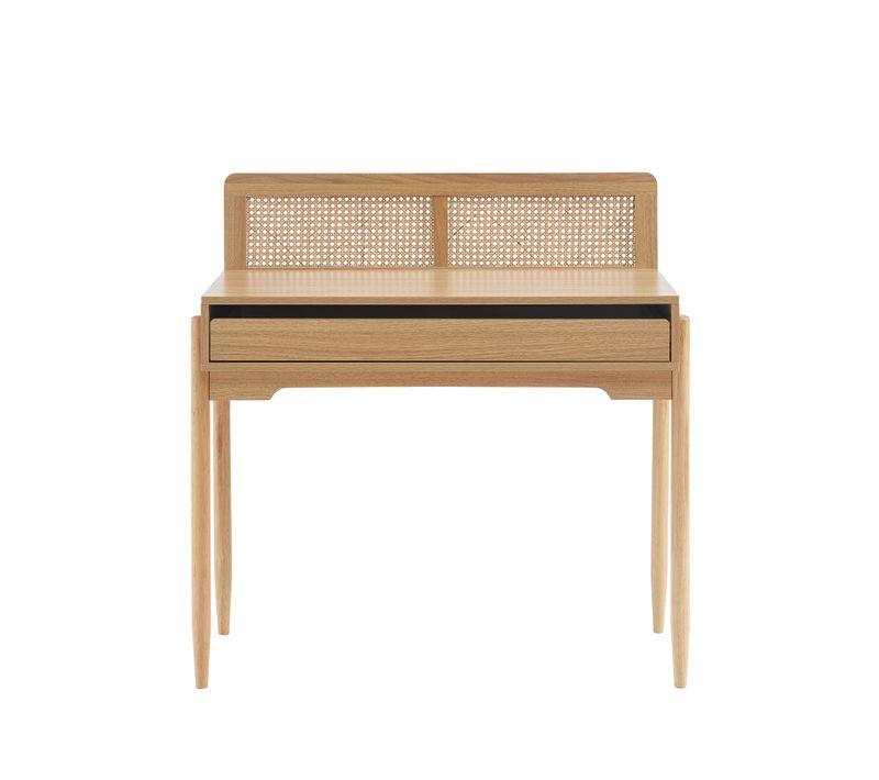 Bureau Pablo Cannage Rotin Et Effet Bois 1 Tiroir