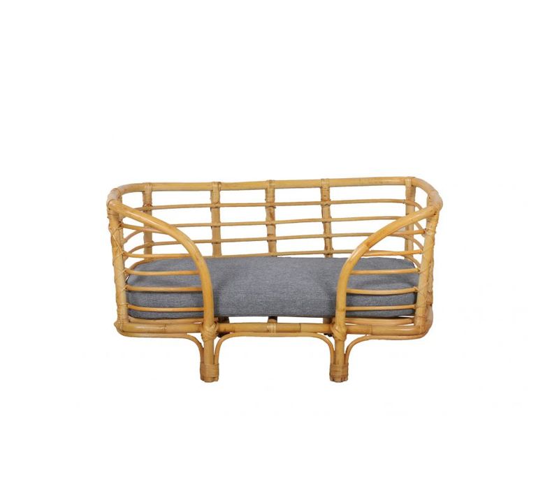 Panier Rectangulaire Selene Pour Chien Et Chat En Rotin Coussin Coloris Gris