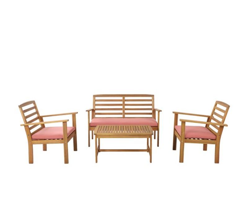 Salon De Jardin Loma En Bois D'acacia 4 Places Coloris Terracotta