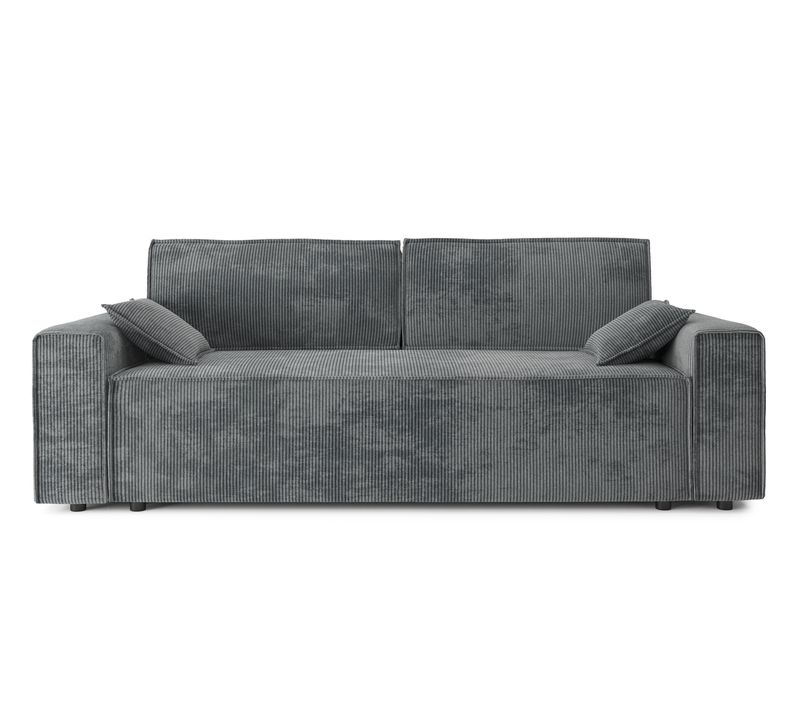 Canapé Droit Marius Convertible  Velours Côtelé Gris Souris