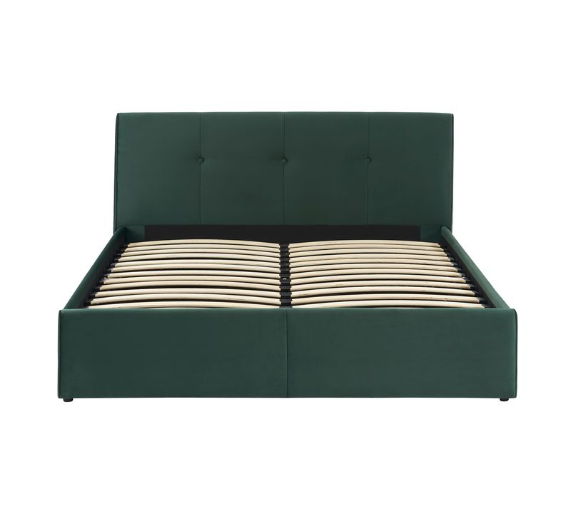 Lit Coffre Seguro Velours Vert Forêt 160x200 Sommier Inclus