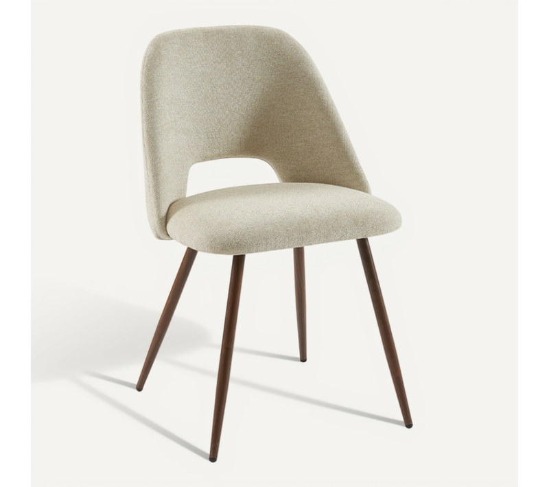 Lot De 2 Chaises Elisabeth Tissu Beige Pieds Effet Noyer