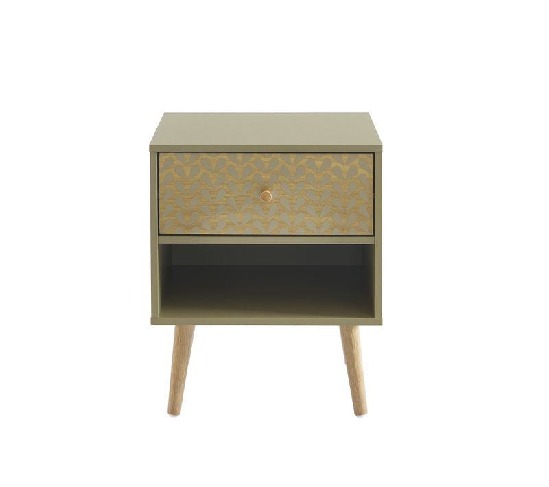 Table De Chevet Capucine Vert Olive Et Effet Chêne 40cm