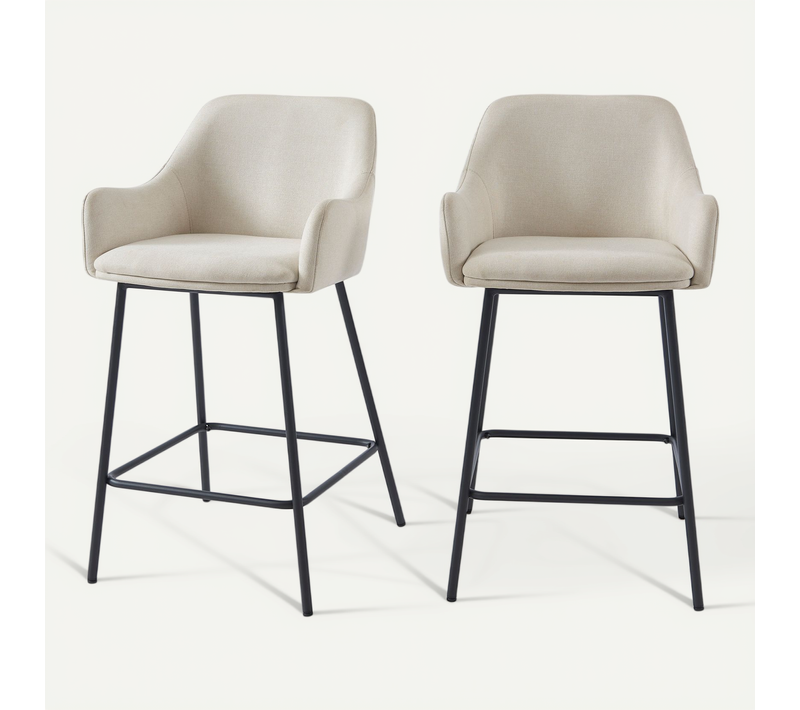 Lot De 2 Tabourets De Bar Nils Tissu Beige