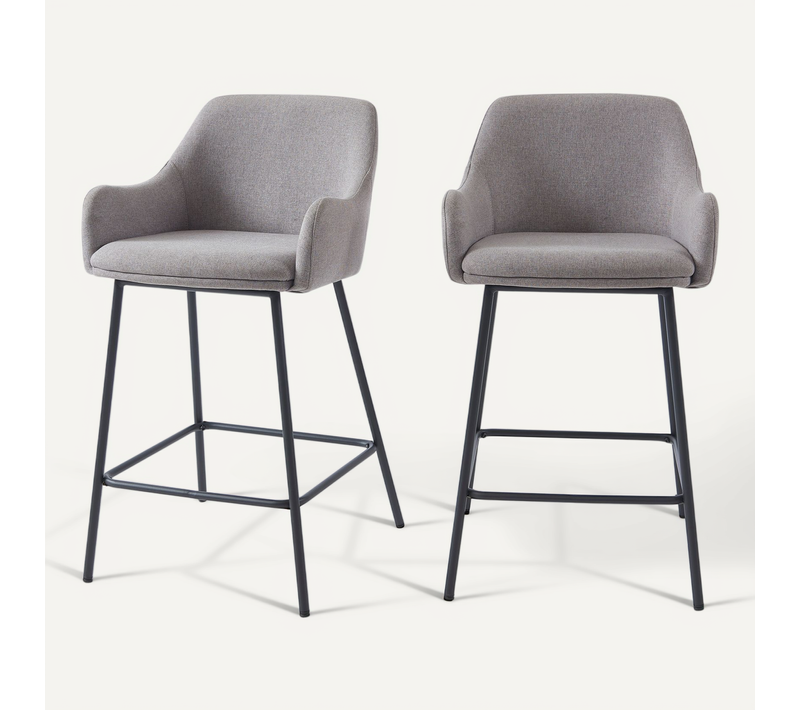 Lot De 2 Tabourets De Bar Nils Tissu Gris